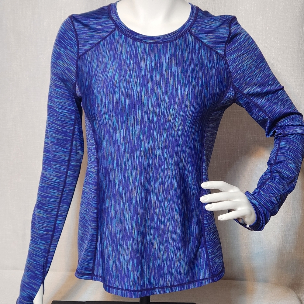 Velocity Blue Purple Long Sleeve Athletic Leisure Workout Top Womens Large